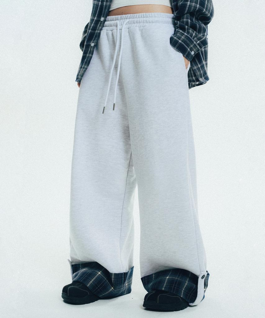VENHIT Check Roll-Up Sweatpants_White Melange