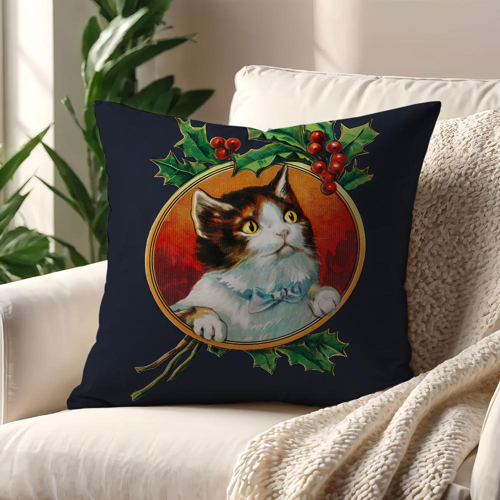 Christmas Cartoon Cat Cushion Cover Best Home Office Coffee Pillow Sofa Printing Decoration Room Shop Car Nordic Simplicity Hit