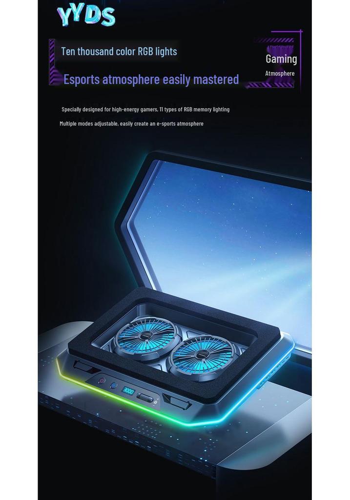 Gaming Laptop Cooling Stand with Silent Air-Cooled Fan for Efficient Heat Dissipation