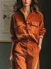 2025 Retro Casual Caramel Corduroy Shirt & Wide-leg Pants Set