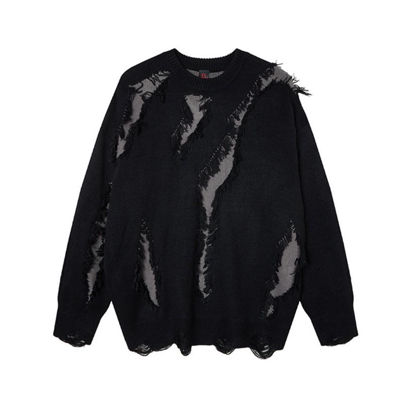 Vintage American Style Oversized Knit Sweater Teens Warm Thick Fuzzy Pullover Streetwear