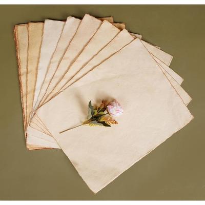 Vintage Handmade Deckle Edge Paper | Eco-Friendly | Acid-Free | 100% Cotton | Perfect for Writing, Calligraphy, and Artwork (6.5/9.5)
