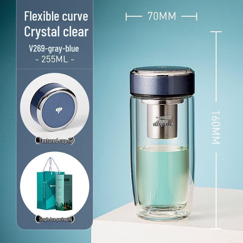 Double-Wall Borosilicate Glass Travel Mug with Infuser