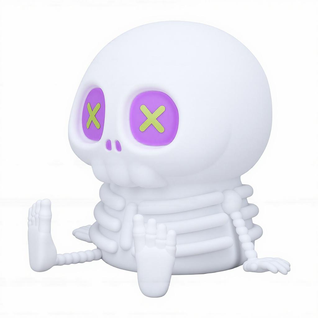 Skull Night Light USB Charging Adjustable RGB Skeleton Shape Tap Control Nursery Night Light for Bedroom