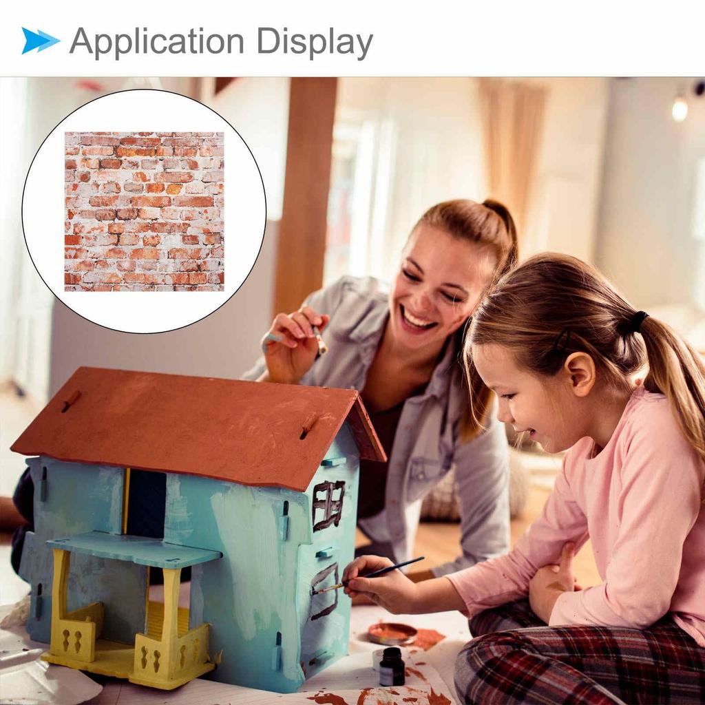 CoCud Puppenhaus Bodenbelag, 10 x 10 cm Quadratischer PU-Klebe-Miniatur-Puppenhaus Ziegelboden, Abnehmbar (rot) - (Verwenden: Puppenhaus Dekoration) 1 Blatt