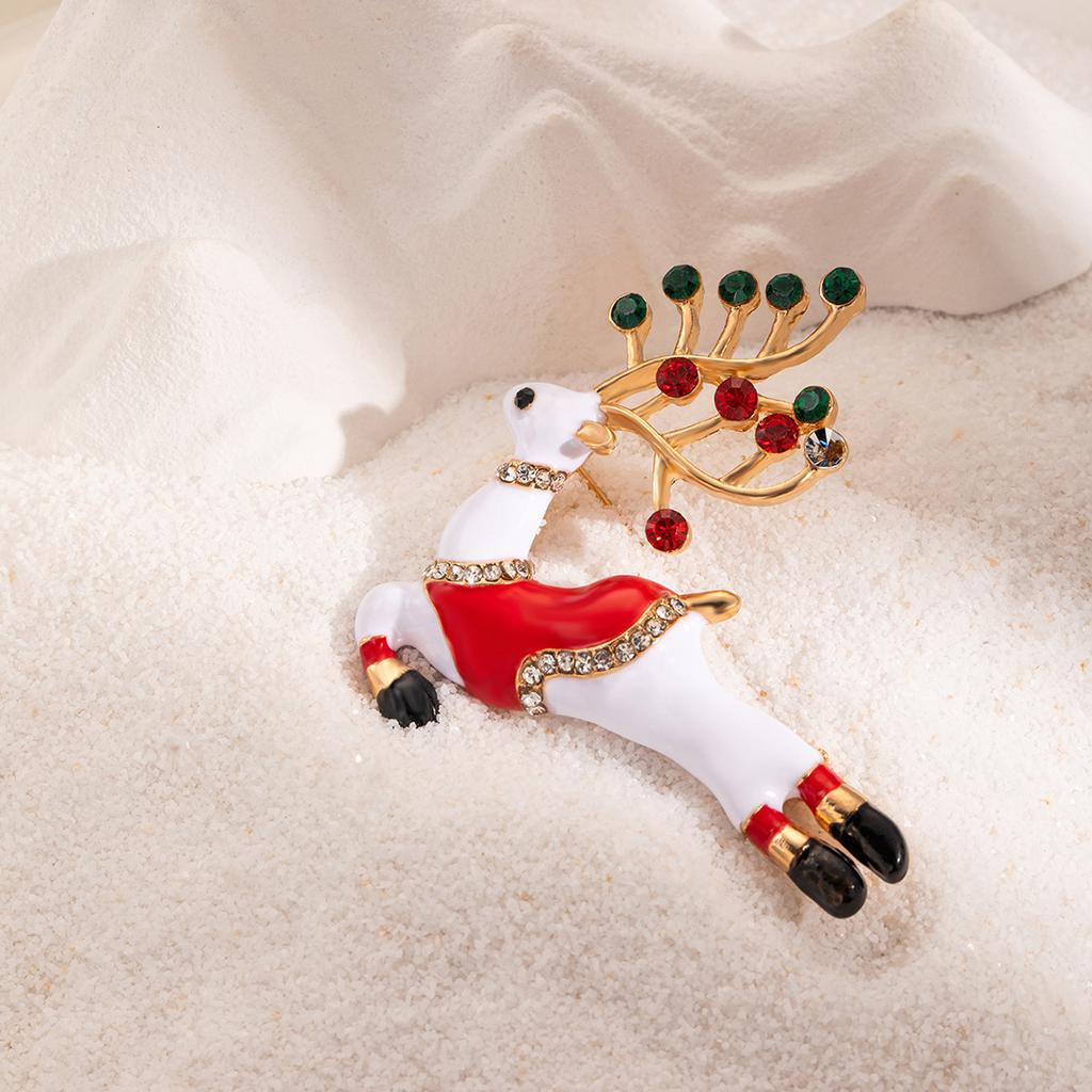 Creative Cartoon Christmas Bell Bow Diamond Brooch, Contrasting Colors, Advanced Sense, Cute Elk Dripping Oil Badge