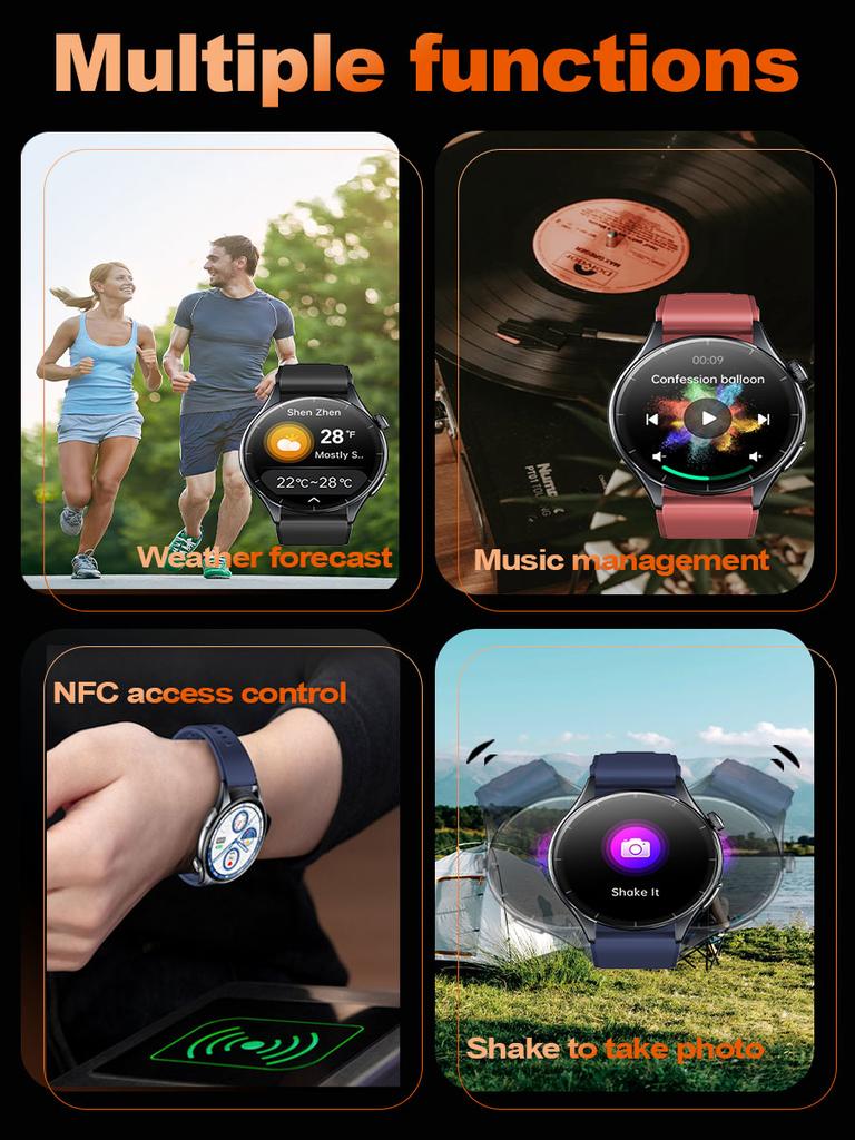 SACOSDING Men Smart Watch 1.56 inch AMOLED HD Screen Led Flashlight BT Calling ECG Health Monitoring Sports Fitness Tracker Women Smartwatch