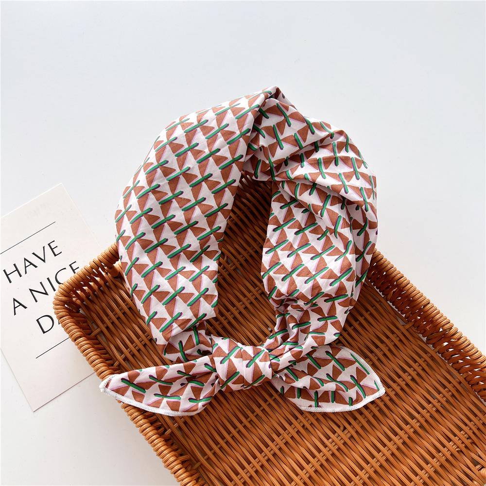 Cotton And Linen Small Square Scarf Silk Scarf Women'S Spring And Autumn New Style Artistic And Versatile Fashionable Temperament Headband Scarf