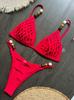 1011 popular bikini European and American solid color sexy split swimsuit women's hot sale