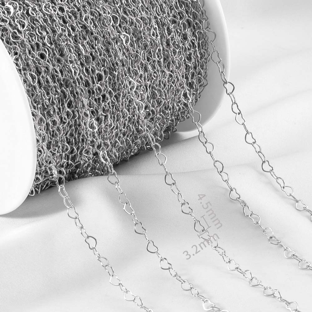 

10M/Roll 2Meter 1Meter Stainless Steel Hollow Love Heart Link Chains for Party Necklace Bracelet Supply Jewelry Making DIY Chain 1meter