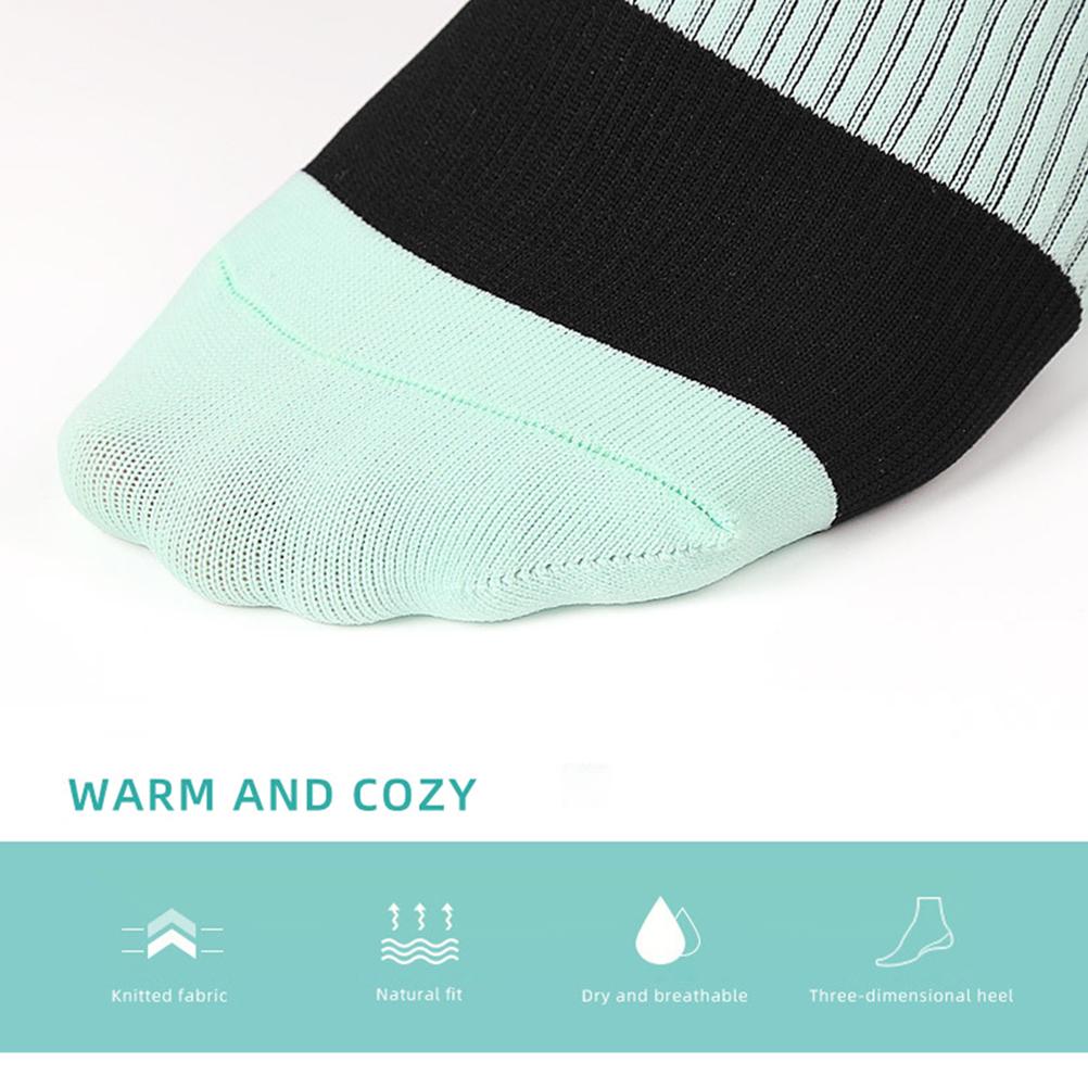 4 Paires Chaussettes de Compression pour Hommes et Femmes Chaussettes Montantes Rayées Chaussettes de Sport pour Athlétisme Extérieur Randonnée Course Cyclisme
