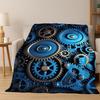 Retro Metal Mechanical Wheel Gear Flannel Blanket Soft Warm Blanket Throw Blanket for Bedroom Living Room Bed Travel Picnic Gift