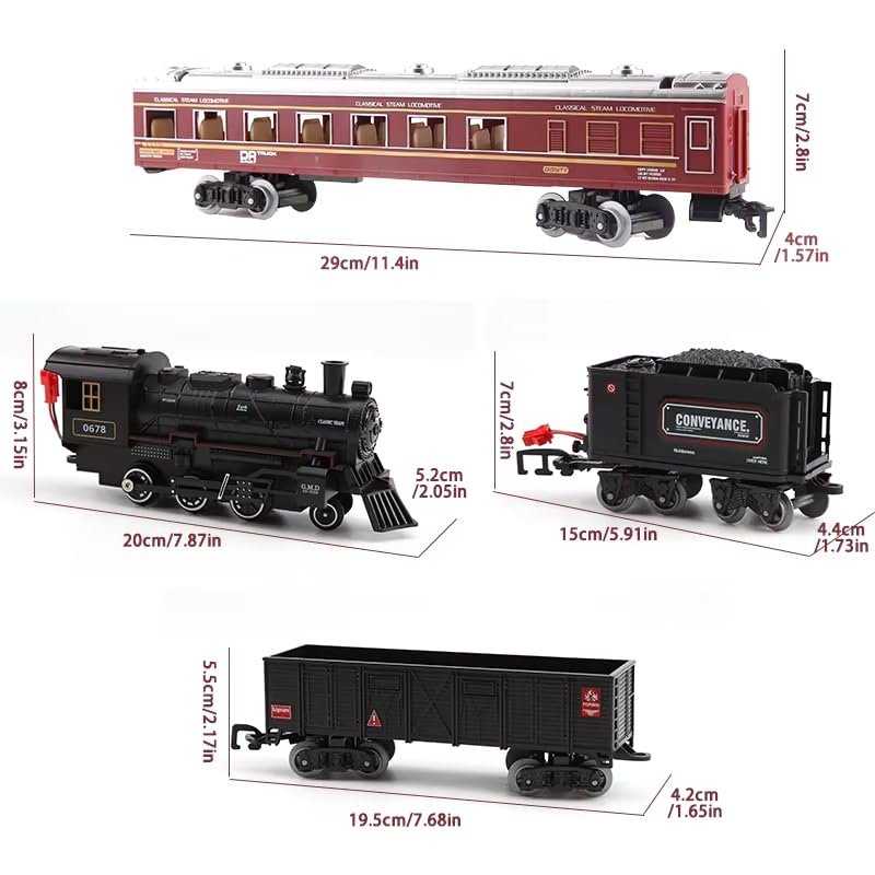 Zmart Klassischer Elektrischer Eisenbahnzug Dampflokomotive Lichter und Geräusche Aktiviert durch Hinzufügen von Wasser Elektrisches Eisenbahnmodell Dampflokomotive Eisenbahnset