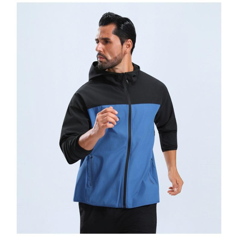 Hooded Windproof Jacket Men Outdoor Running Sportswear Fashion Loose Casual Coat Male