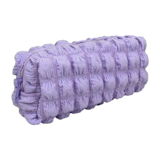 Myk Puff Blyantveske Stor Kapasitet Plissert Pennorganisator Glatt Glidelås Sminkepose for Skole Reise Multifunksjonell Oppbevaringspose