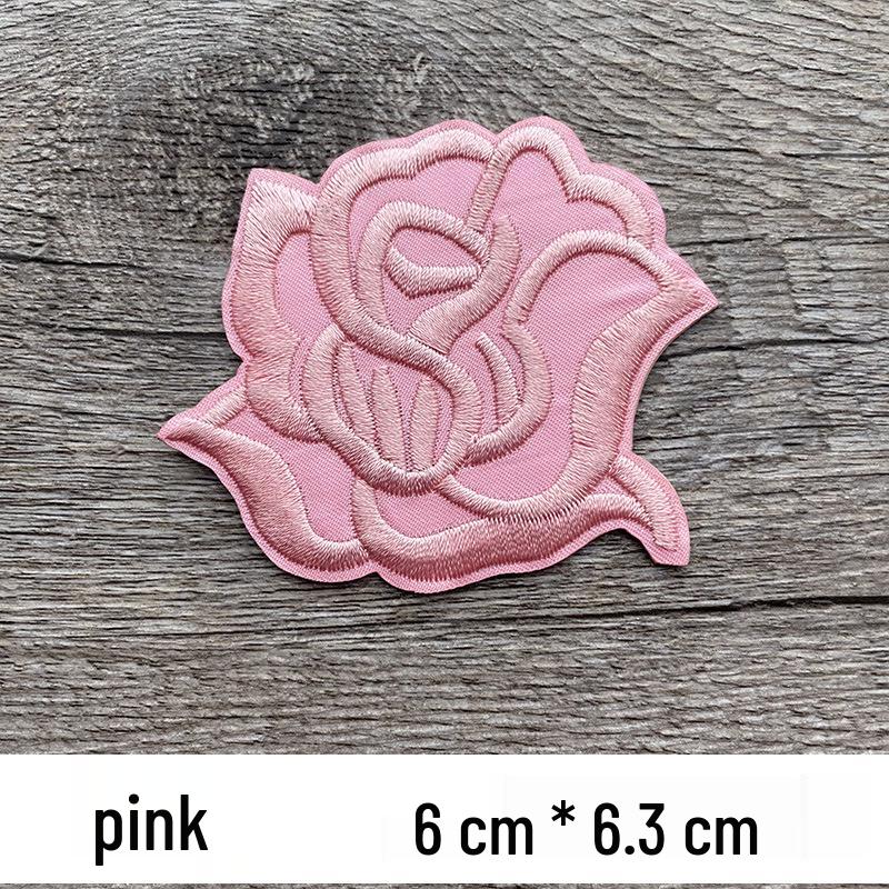 Self-Adhesive Rose Embroidery Patch for Mending, Repairing, Décor, and Versatile Applications.