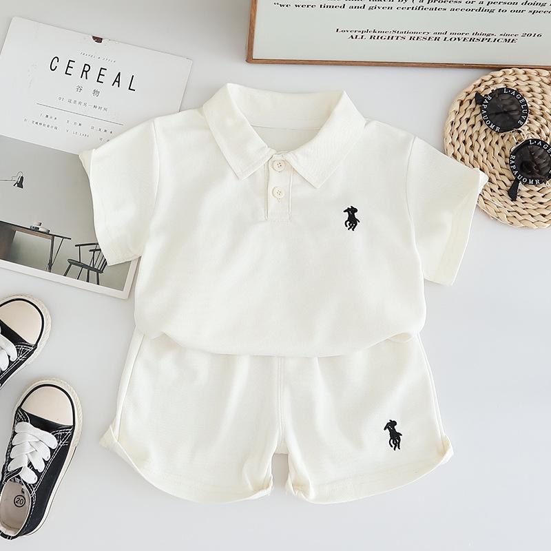 Children's Set Summer Children's Wear Boys' Summer Polo Shirt Thorn Sports Embroidery Set T-shirt+Shorts Two Piece Set