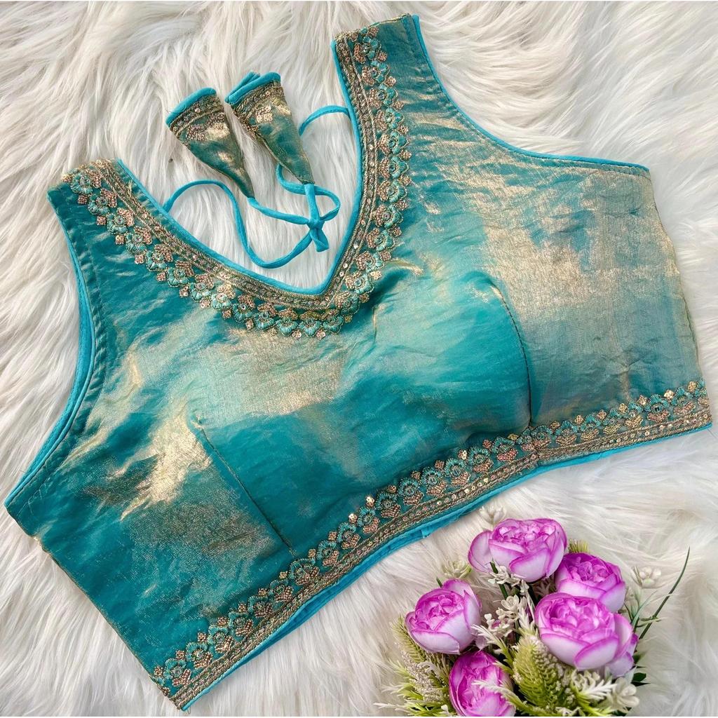 Blusa sin mangas de mezcla de seda para mujer Ropa de fiesta india Diseñador Étnico Choli