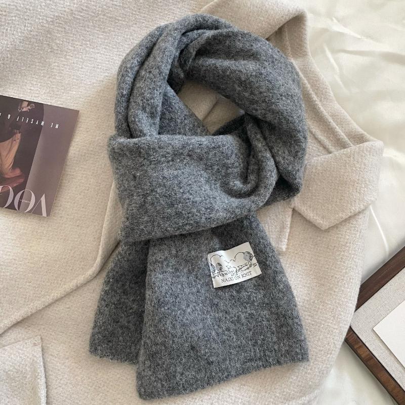 2026 New Korean Version Ins Solid Color Scarf Women's Winter Versatile Knitted Warm and Cold-proof Wool Couple Scarf Men
