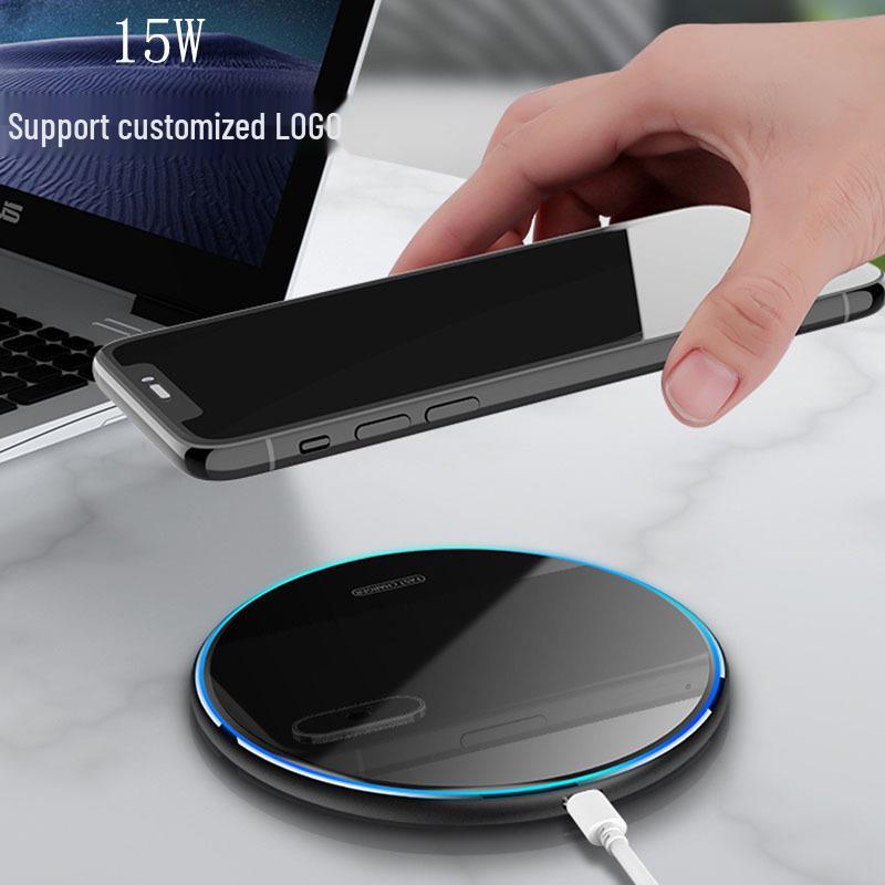 15W Round Mirror Surface Wireless Charger for iPhone 8-16: Cool, Low-Temperature Charging