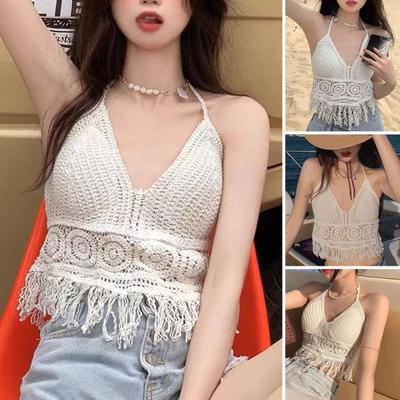 Sexy Lady Crop Top Backless Daily Wear Halter Neck Strap Elastic Beach