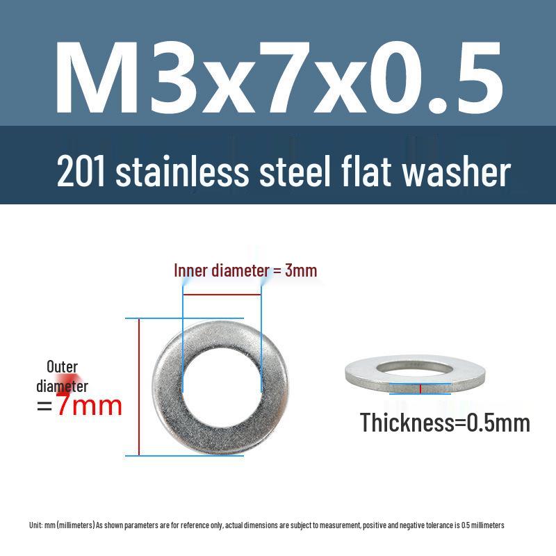 Yigu Oversized Thickened 201 Stainless Steel Flat Washers for M3, M4, M5 Industrial Use