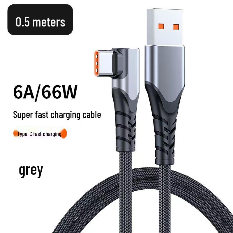 Type-C Elbow 6A Fast Charging Cable for Mobile Gaming and Super Fast Charging