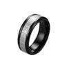 Rime Textured Titanium Steel Couple Ring with Inlaid Design
