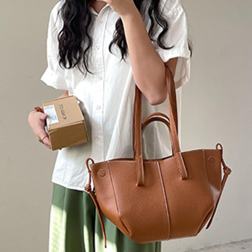 Vintage PU Leather Large Capacity Handbag for Women Fashion Shoulder Tote Bag Shopper Clutch