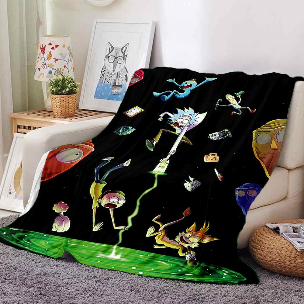 1pc Rick Morty Adventure Flannel Blanket for Super Soft Cute Comfort Blanket for Travel Bedding Couch Sofa Blanket Y82576