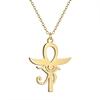 Kinitial Birth Flower Pendants Necklaces For Women Jewelry Ankh Cross Egyptian Leaves Moon Sun Butterfly Chain Choker Collares