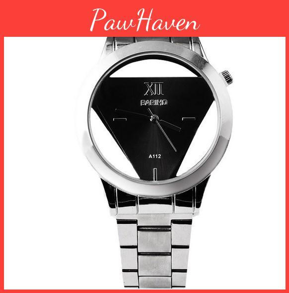 Elegant Triangle Dial Watch Hollow Design Fashionable Steel Band And Glass Surface