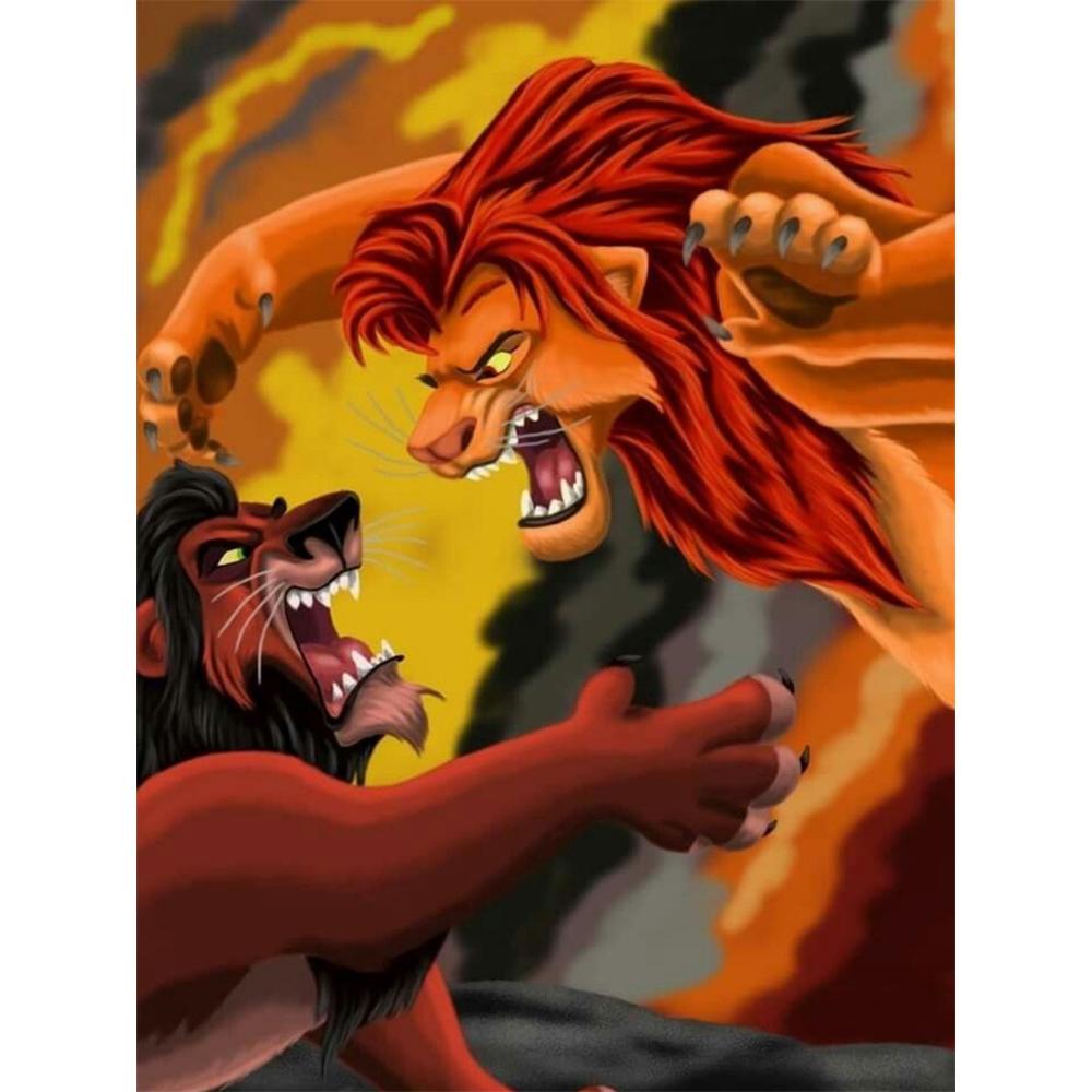 

Disney Diamond Painting 5D DIY The Lion King Simba Vs Scar The Ultimate Showdown Art Mosaic Embroidery Decoration Cross Stitch Gift Round 20x30cm