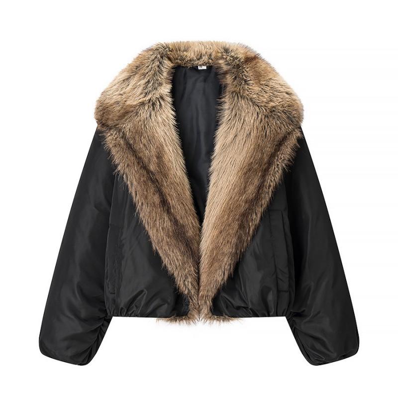 Womens Winter Streetwear Faux Fur Collar