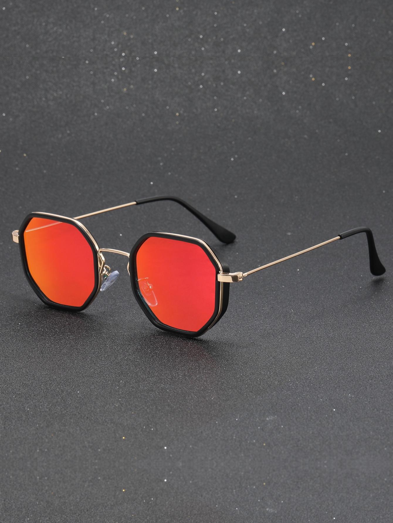 

1 pair of men s coated two-tone metal geometric thin-frame casual fashion glasses