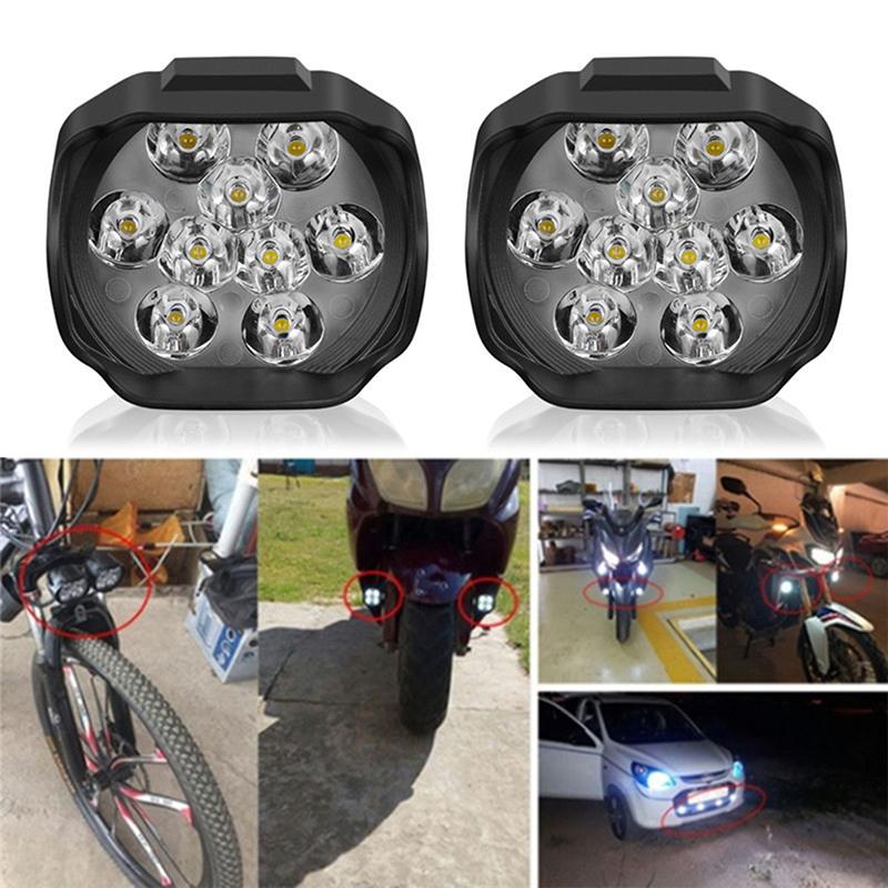 Motorcycle Headlight 9 Led 6W Dc12V Super Bright Spot White Work Light Bicycles