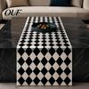 Decorative Table Topper for Kitchen Modern Geometric Runner, Black And White Checkered Breathable Polyester Runner 72 Inch Striped Dining Decor