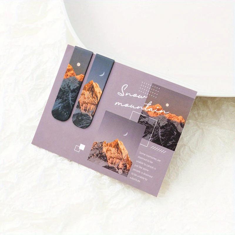 2pcs Landscape Themed Magnetic Bookmarks Magnet Page Markers Magnetic Page Clip Fun Book Marks For Reading Gift