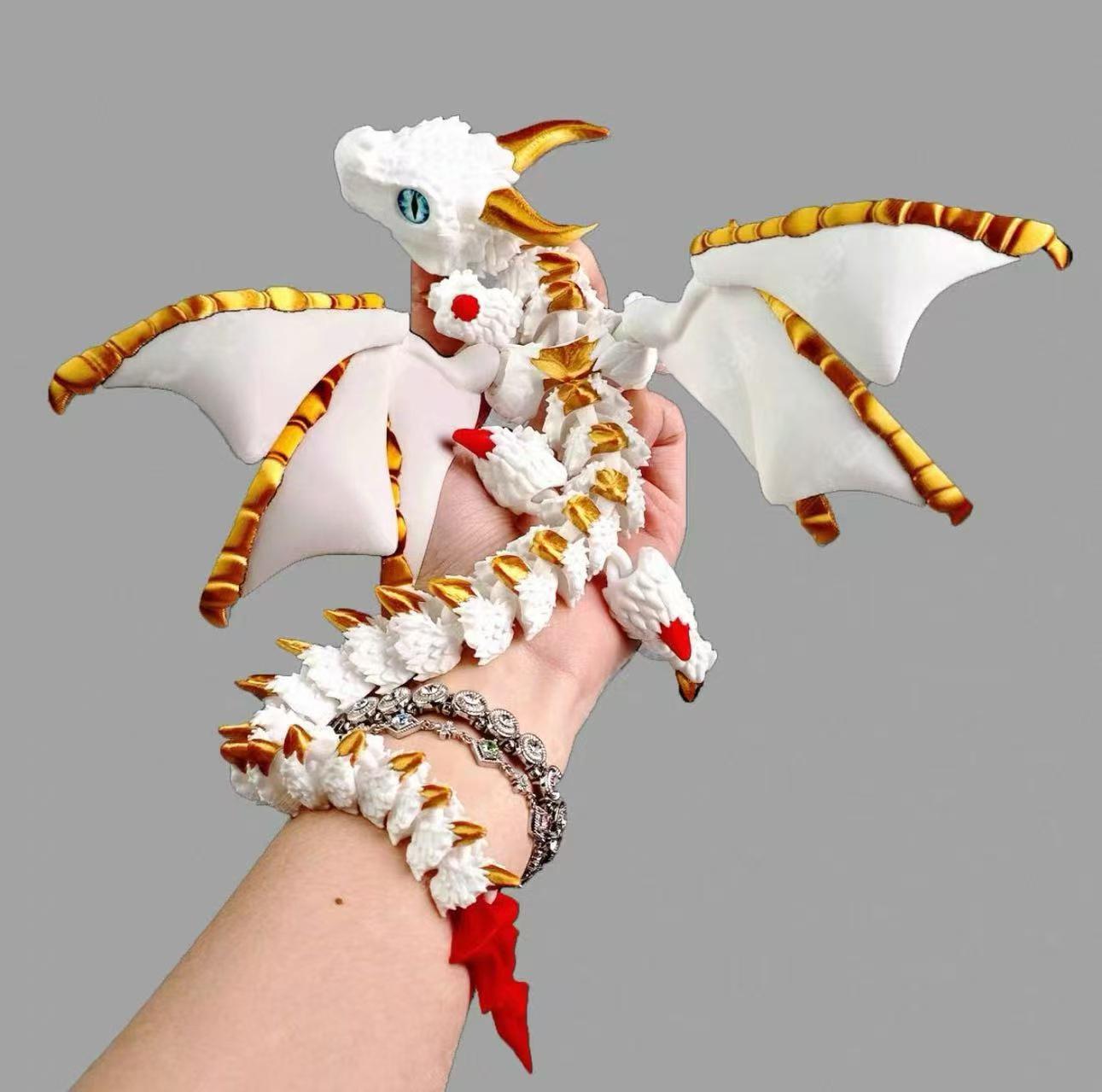 

3D Printed Double-Horned Flying Dragon Toy with Movable Joints and Laser Gradient Finish for Kids