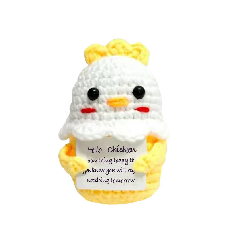 Positive Crochet Dog Doll With Affirmation Card Home Room Decoration Funny Handmade Plush Wool Doll Ornaments Christmas Gifts