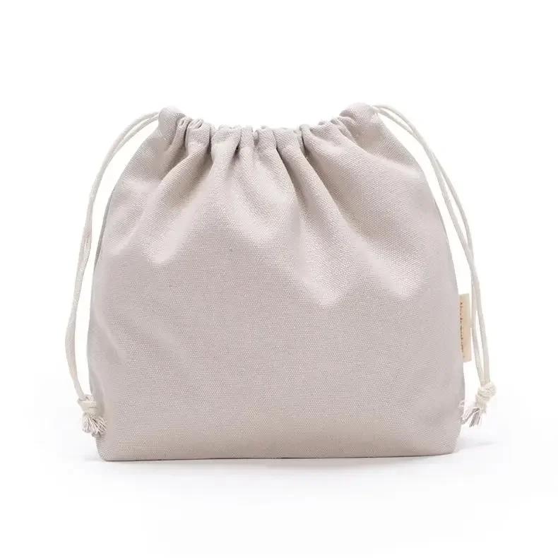 27*20cm Cotton Drawstring Storage Bag White Canvas Bags for Candy Gift Package Pouch Reusable Home Sundries Organize Bags