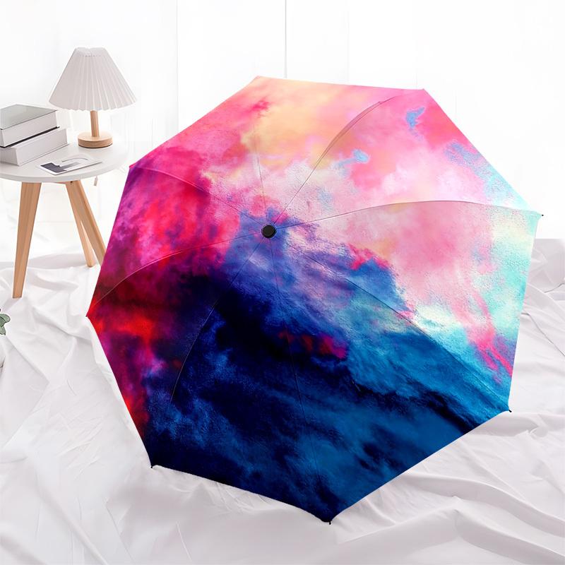 1pc Abstract Watercolor Automatic Folding Umbrella, Heavy Duty 8 Rib Iron Frame,  Suitable for Travel, Daily Use, Birthday, Decor Gift M0105108