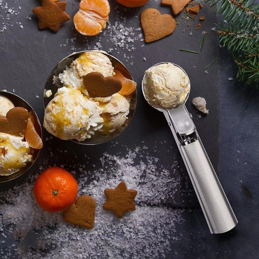 1Pcs Stainless Steel Ice Cream Spoon Multi-Function Ice Cream Scoop Creative Rebound Snowball Maker Home Kitchen Tools