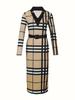 women's Plaid Print V Neck Long Sleeve Bodycon Midi Dress Slim Fitted Pencil Dress With Matching Belt