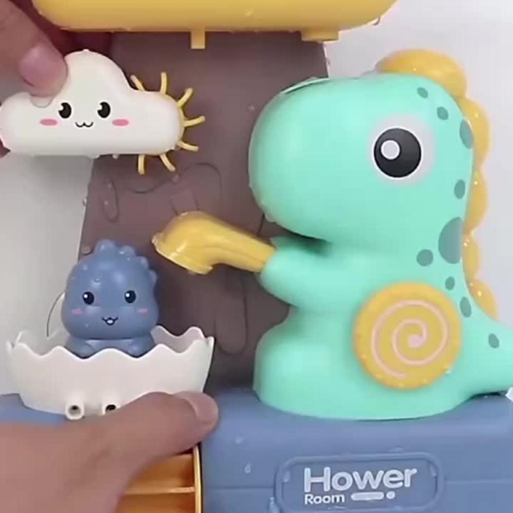 Interactive cartoon dinosaur bath toy for infants and young children, with suction cups, a good bathroom wall mounted shower toy
