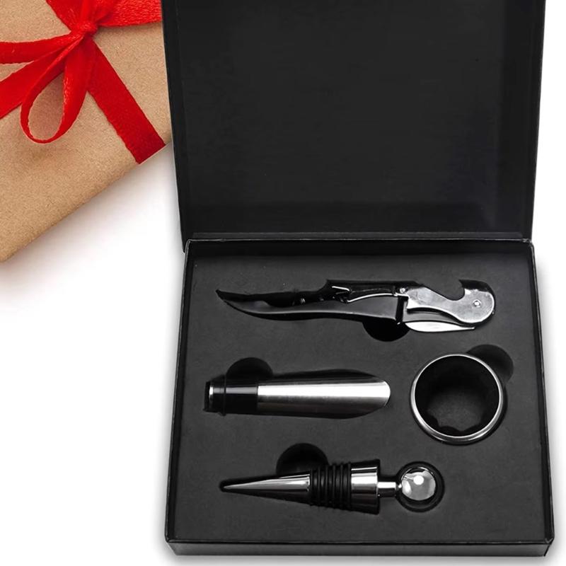 Wine Opener Tool Set Corkscrew Wine Opener with Case Bottle Opener Vacuum Stoppers Wine Pourer for Wedding Gift