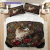 Tabby Cat Pattern Bedding Quilt Set Quilt Cover Pillowcase Home Decoration Birthday Gift (1 * duvet cover + 2 * pillowcase, without core)