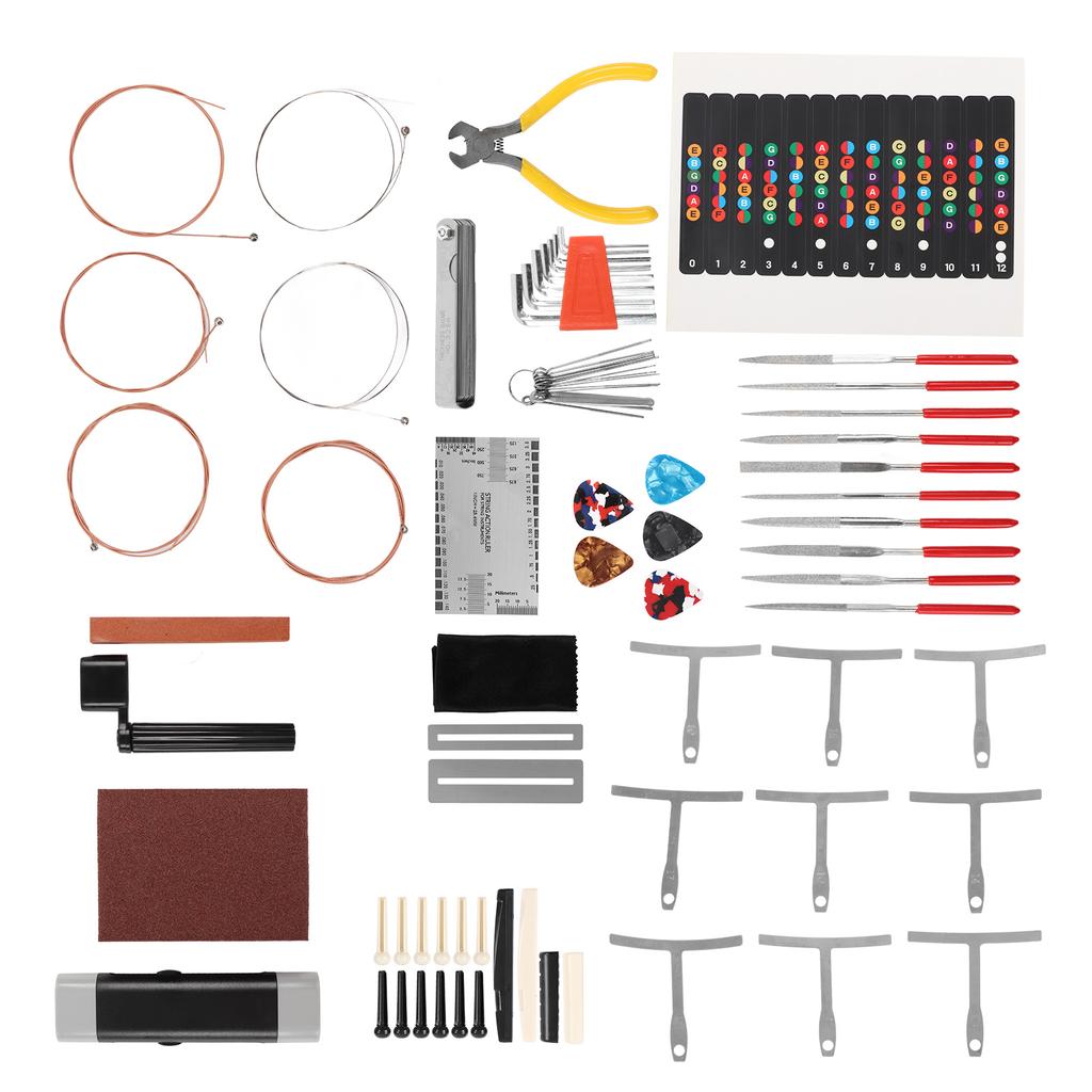 Guitar Repairing Tools Kit Professional Maintenance Bridge Pins Hex Wrench Files Accessories