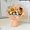 Handmade Crochet Flower Bouquet Completed Knitted Sunflower Puff Flower Doll Graduation Bouquet Teacher Appreciation Gifts for Grad Party Favors