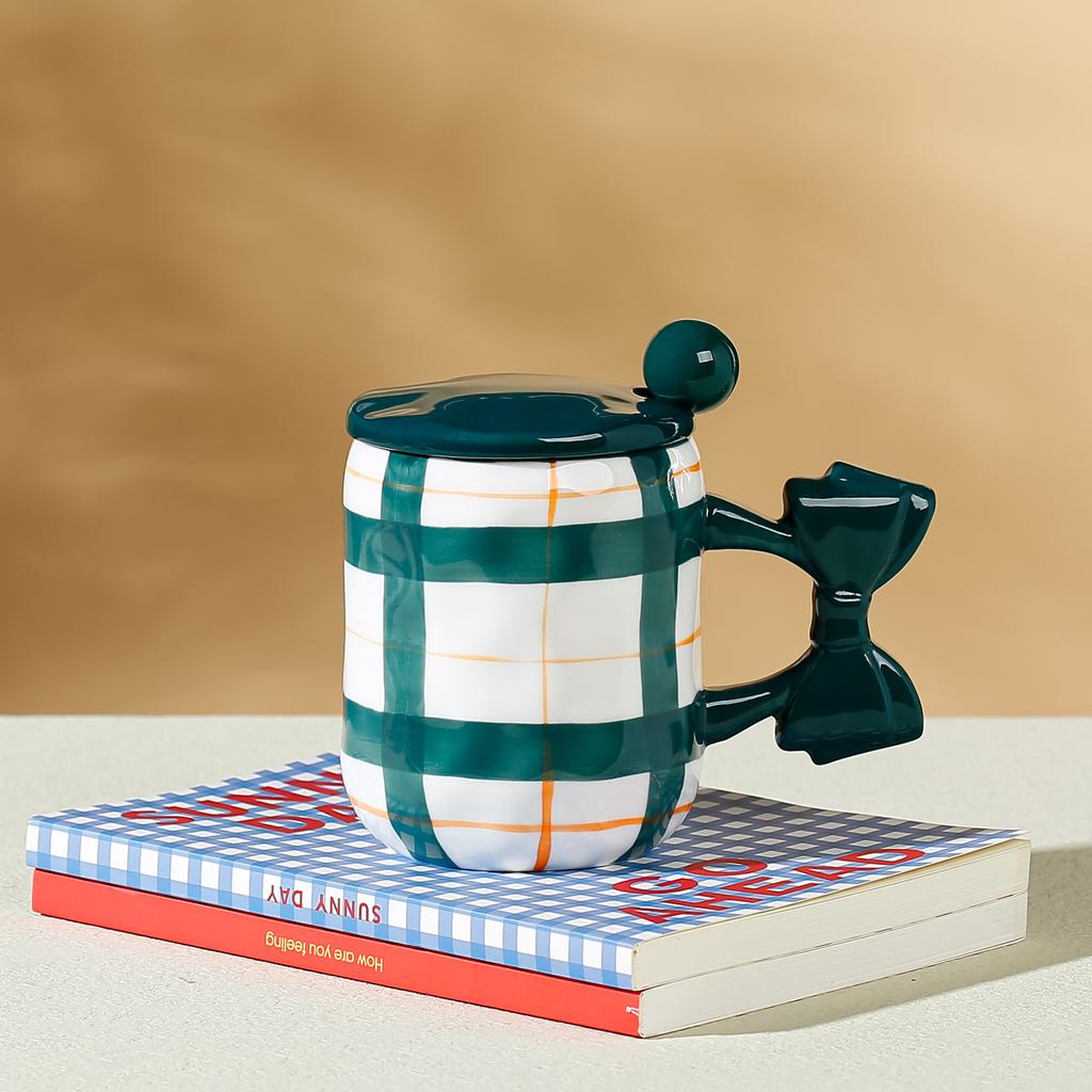 Girl Couple Ins Style with Cover Spoon Ceramic Cup for Home Use Set of Office Mug High Value Water Cup for Students